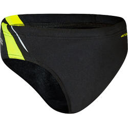 MAILLOT DE BAIN NATATION GARCON SLIP 900 YOKE NOIR JAUNE