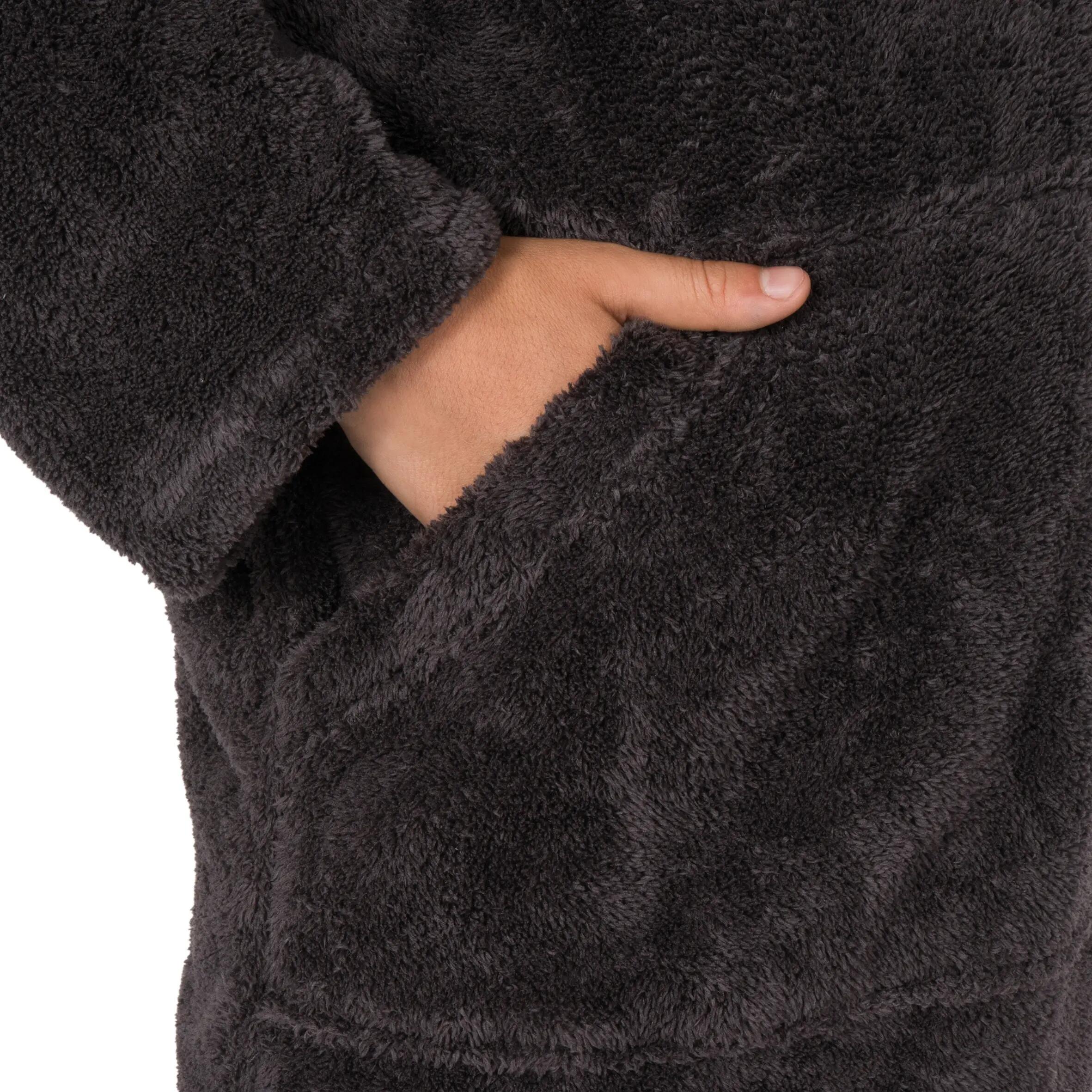 Children's Soft Microfibre Drying Sweatshirt with Hood and Pocket - Dark Grey 5/7
