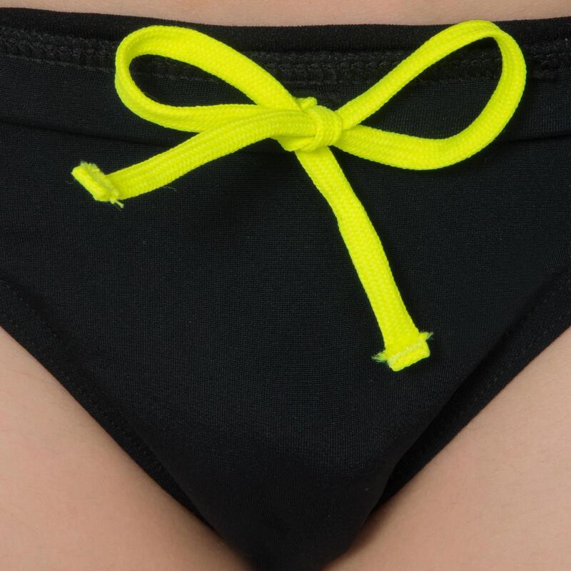 MAILLOT DE BAIN SLIP NATATION GARçON 900 YOKE NOIR JAUNE