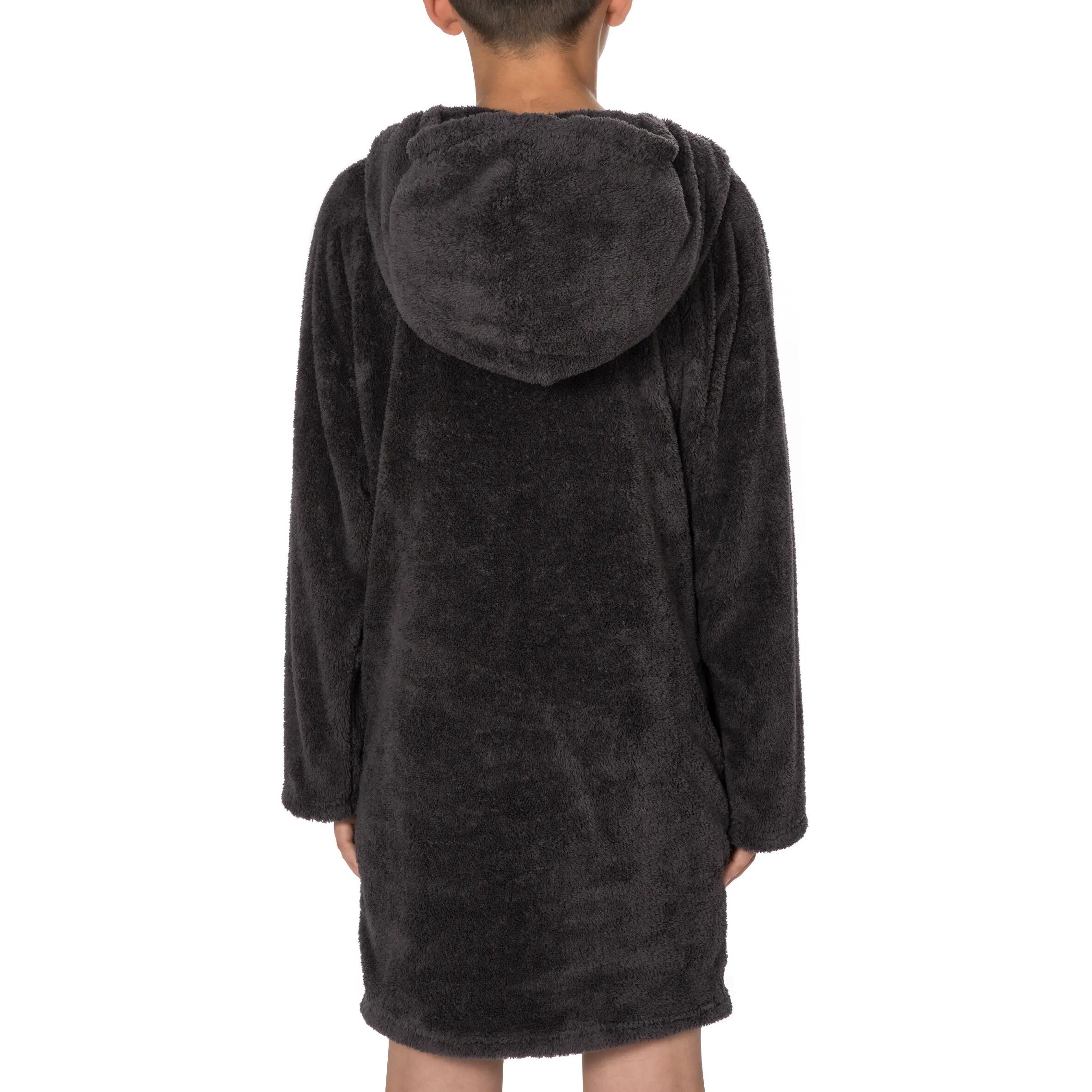 Children's Soft Microfibre Drying Sweatshirt with Hood and Pocket - Dark Grey 4/7