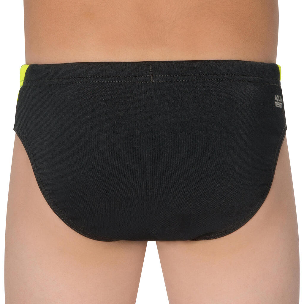 Badehose Slip 900 Yoke B Jungen schwarz/grün