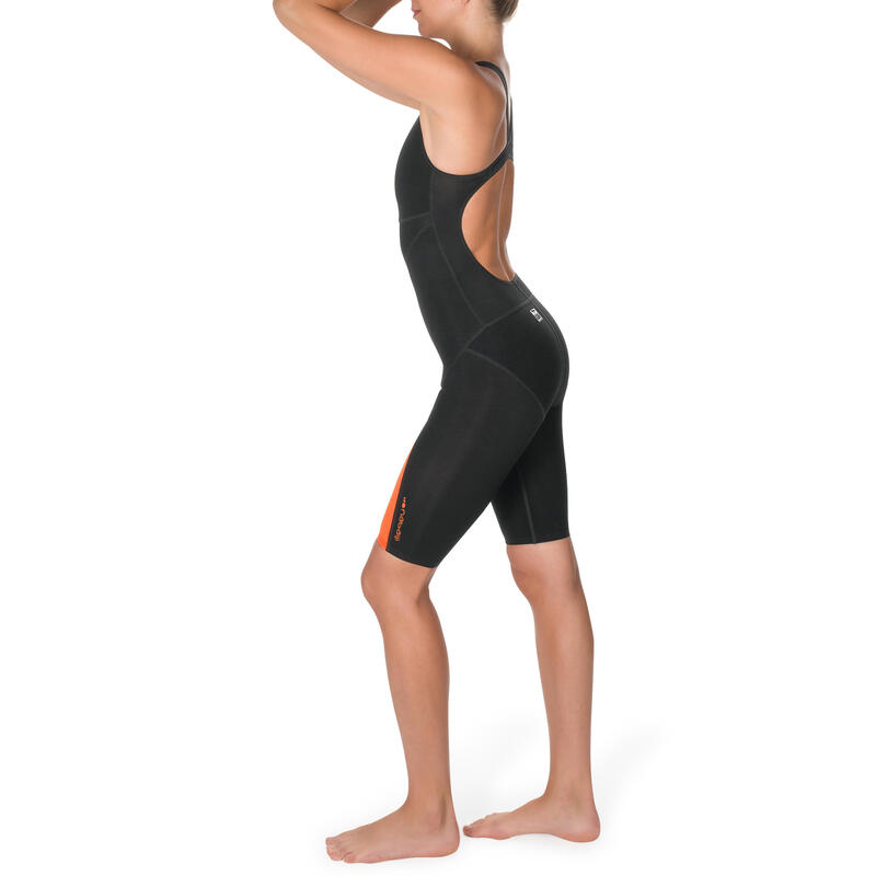 Costume nuoto da gara donna FINA arancione nero