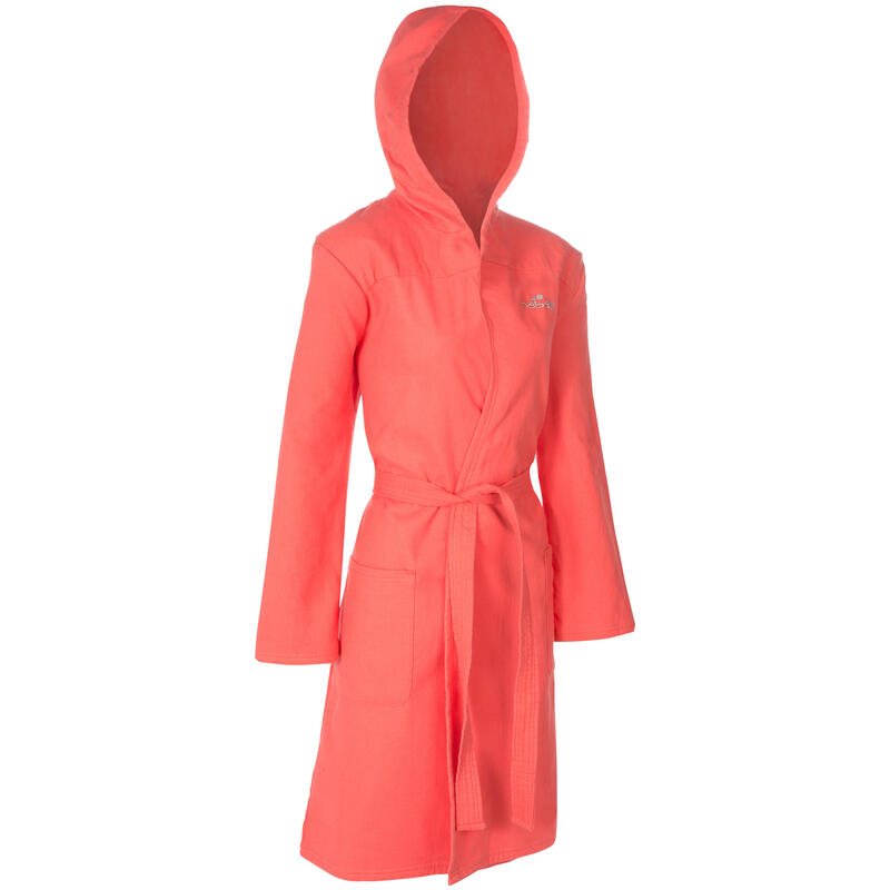 Halat Microfibră cu Glugă, Buzunare şi Cordon Alb Damă