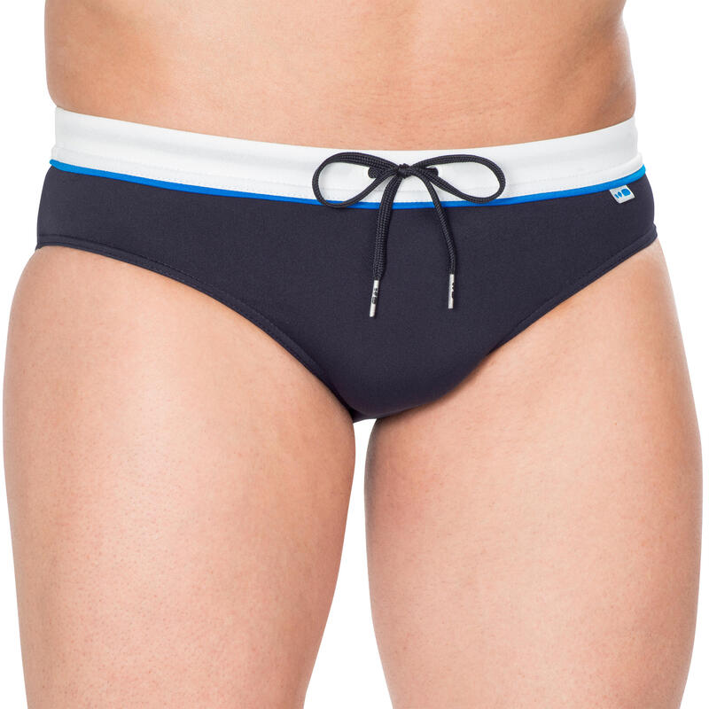 Badehose Slip Herren - 100 Pep Herren blau/weiß