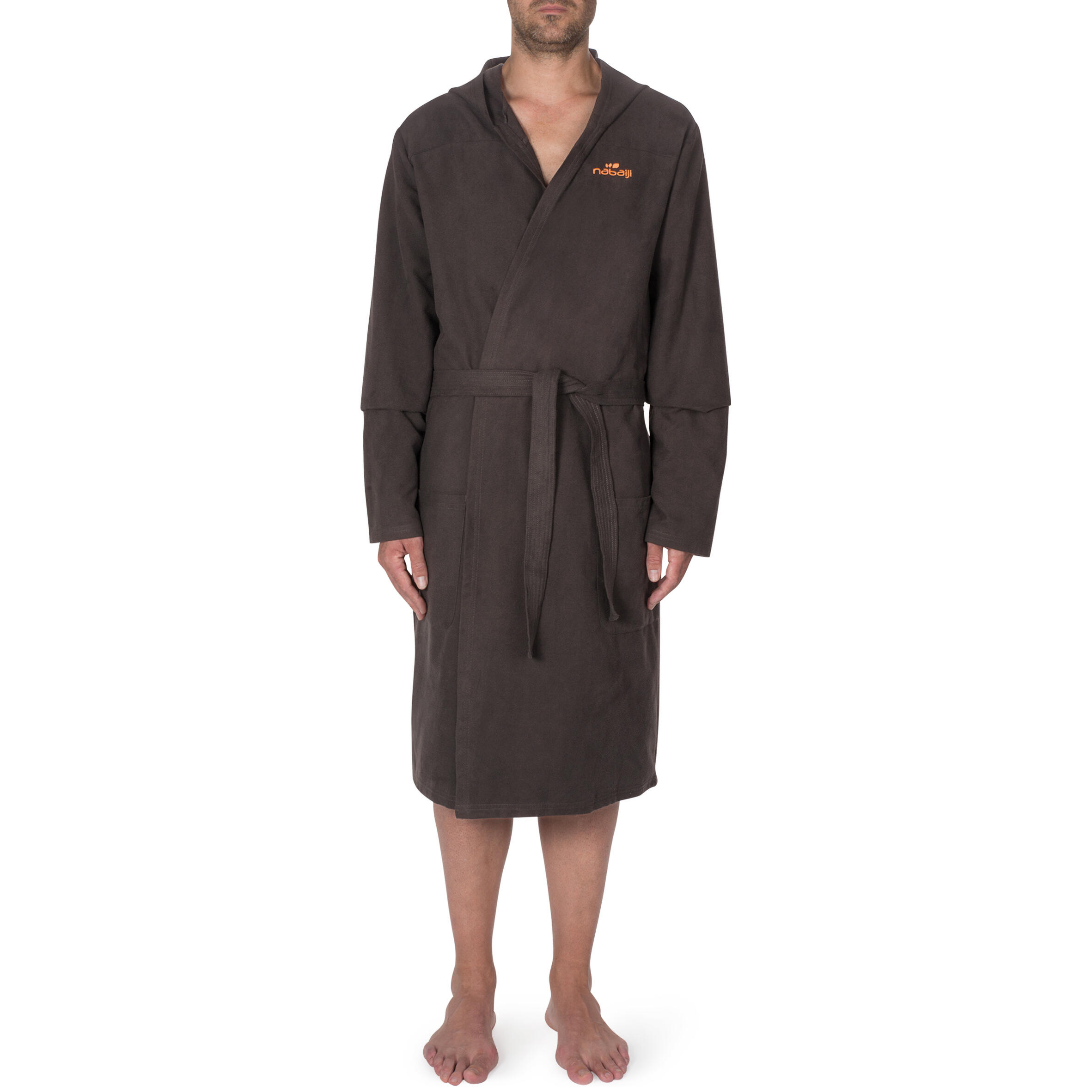 Microfibre Pool Bathrobe with Hood, Pockets and Belt - Dark Grey 2/4
