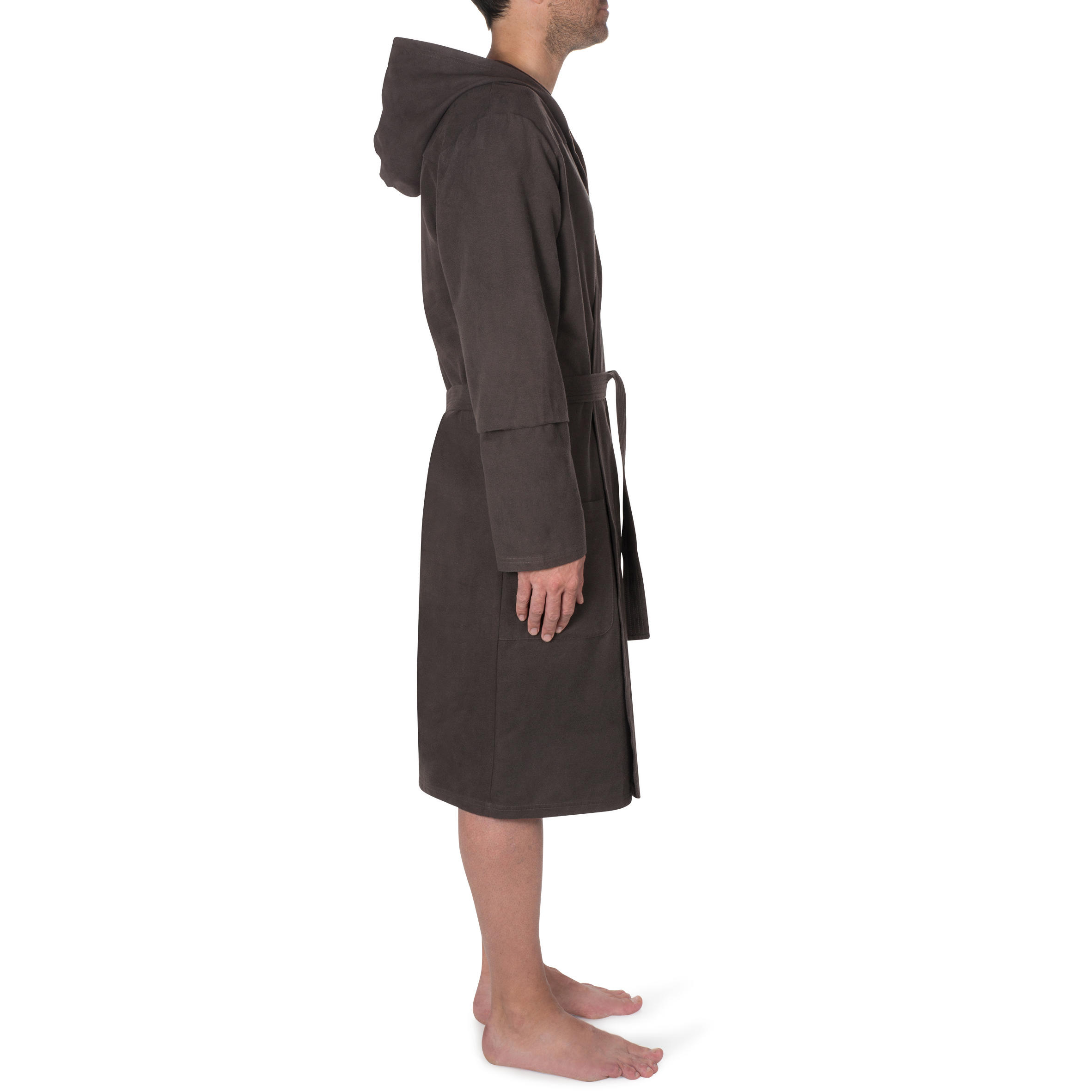 Microfibre Pool Bathrobe with Hood, Pockets and Belt - Dark Grey 4/4