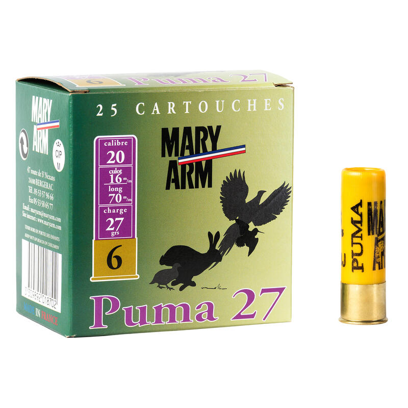 CARTOUCHE PUMA 27g CALIBRE 20/70 PLOMB N°6 X25