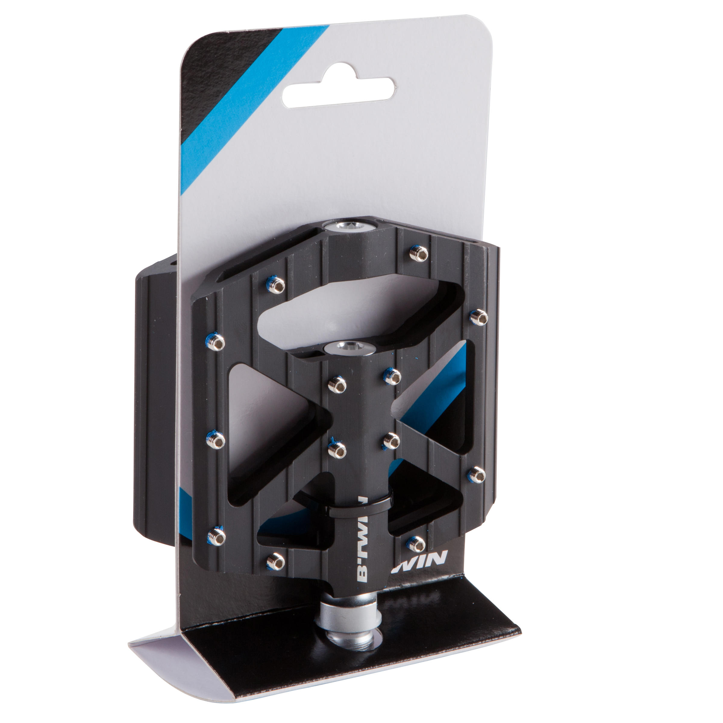 Aluminum Mountain Bike Platform Pedals - 900 Black - ROCKRIDER