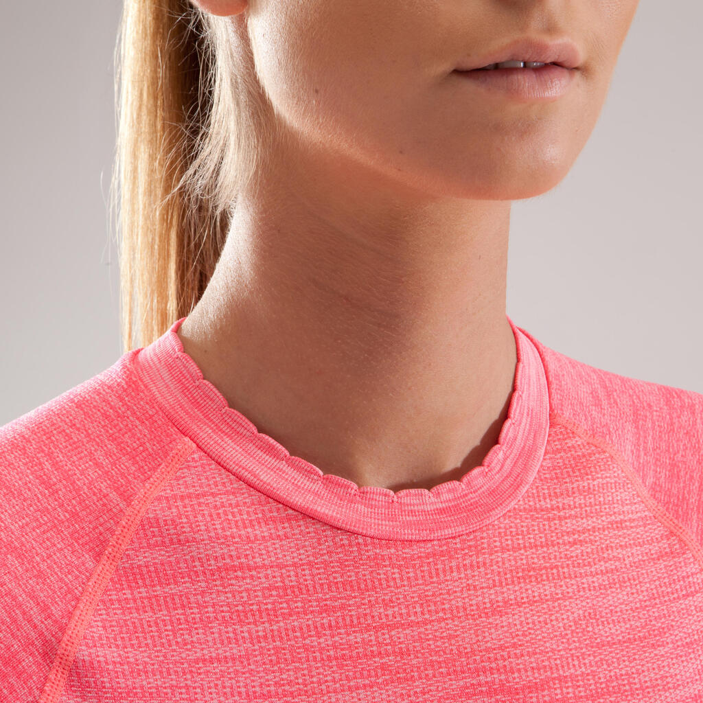 PLAYERA INTERIOR CICLISMO manga larga mujer 500 rosa