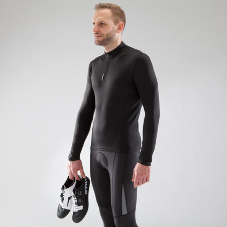 MAILLOT MANCHES LONGUES HOMME VELO ROUTE ESSENTIEL NOIR