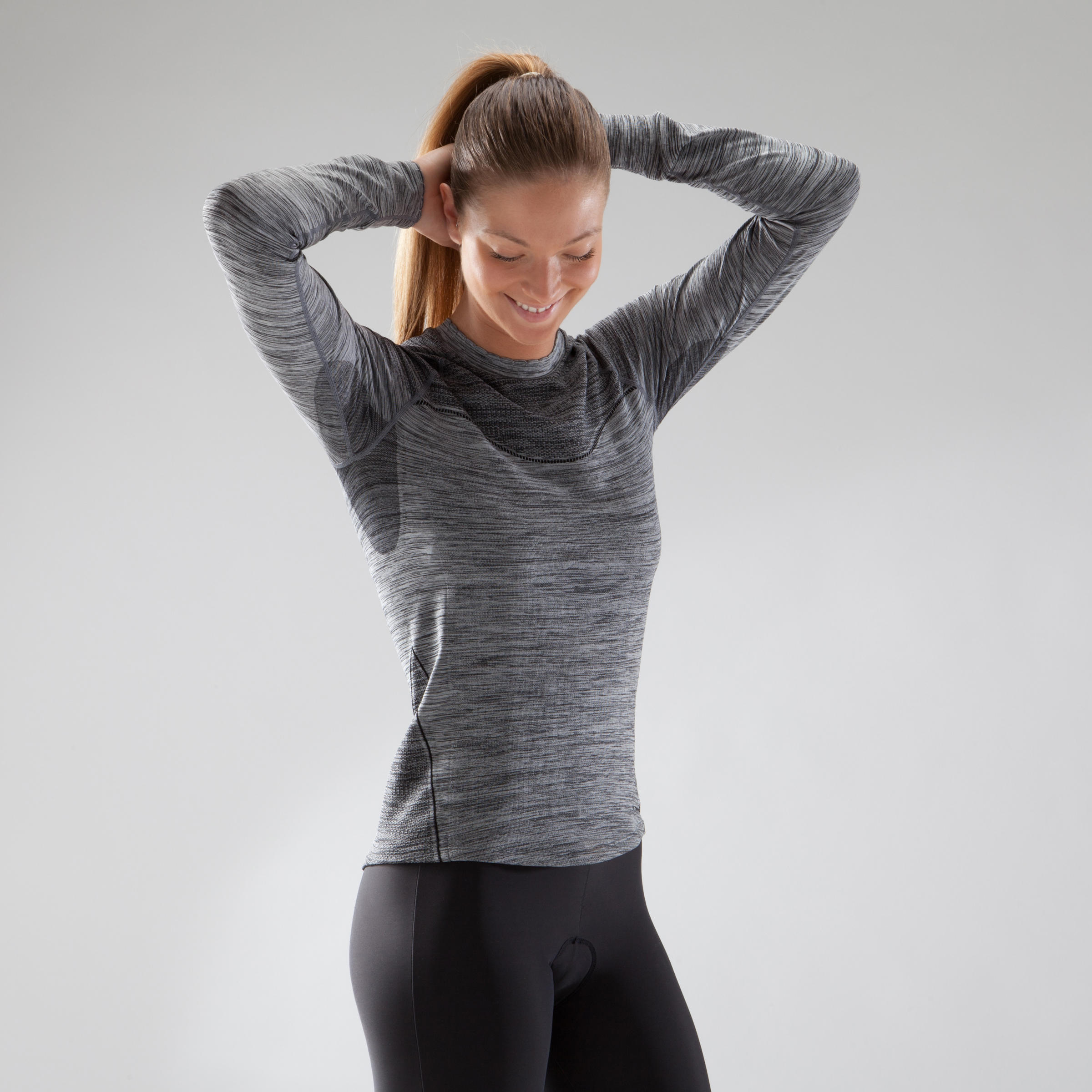 500 Women's Long-Sleeved Cycling Base Layer - Grey 6/12
