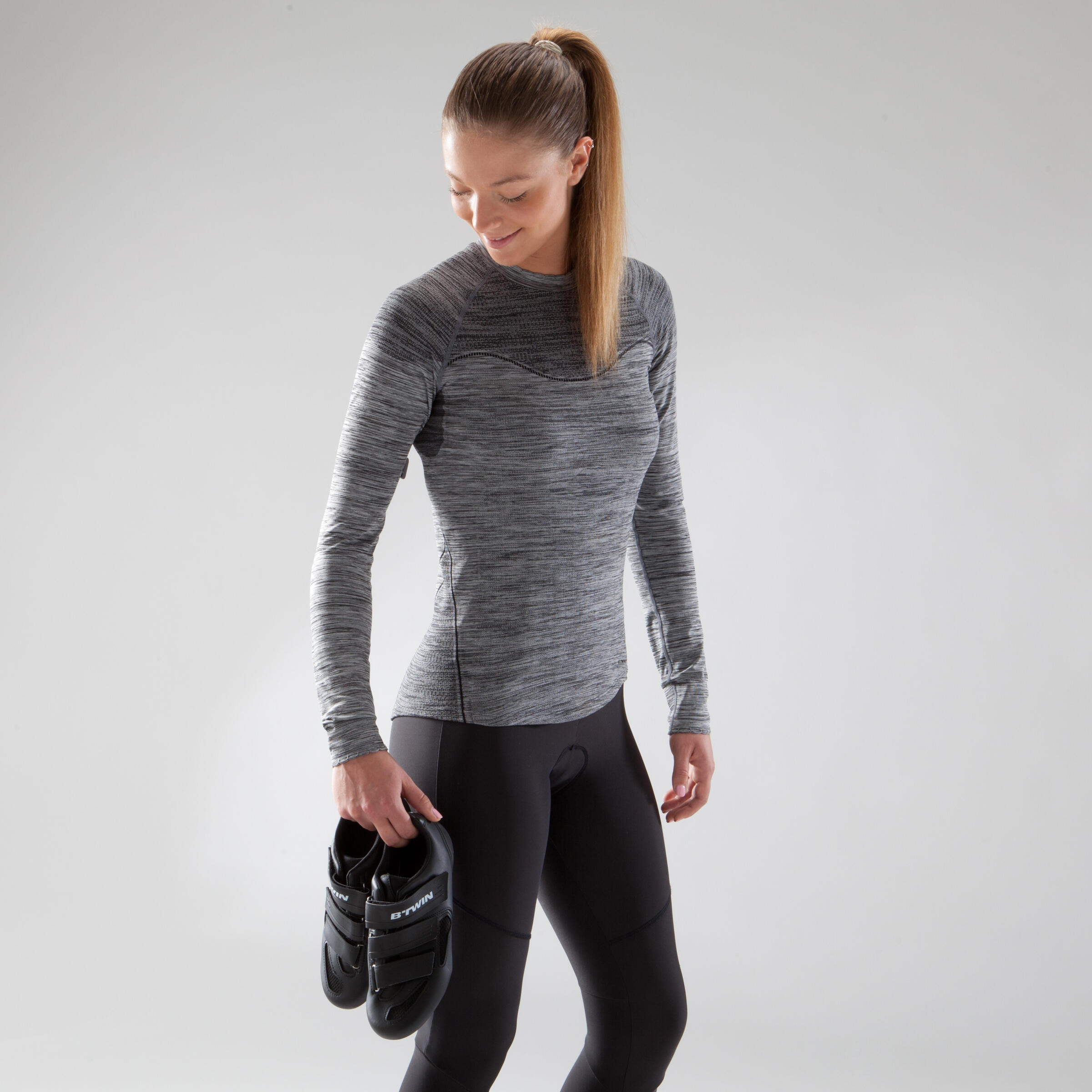 500 Women's Long-Sleeved Cycling Base Layer - Grey 2/12