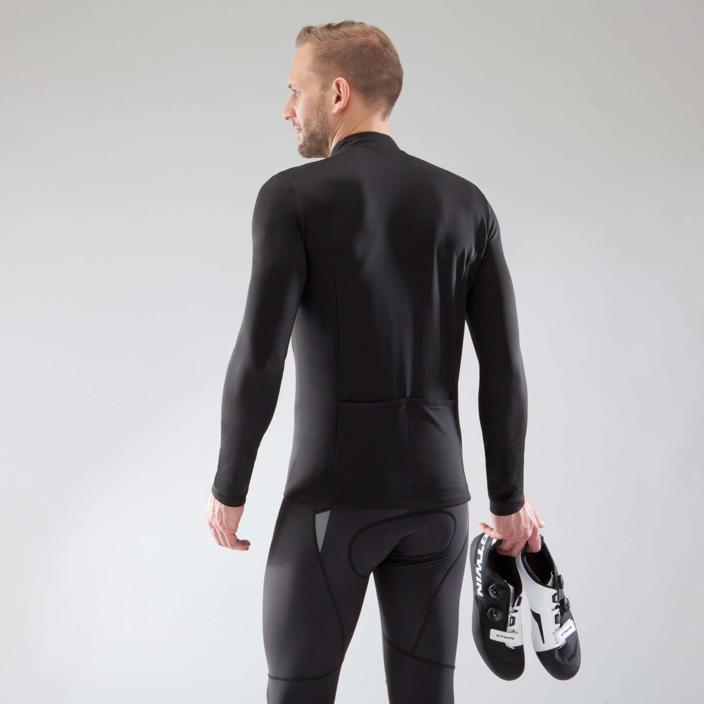 

Men's Road Cycling Long-Sleeved Jersey Essential - Black -  By BTWIN | Decathlon