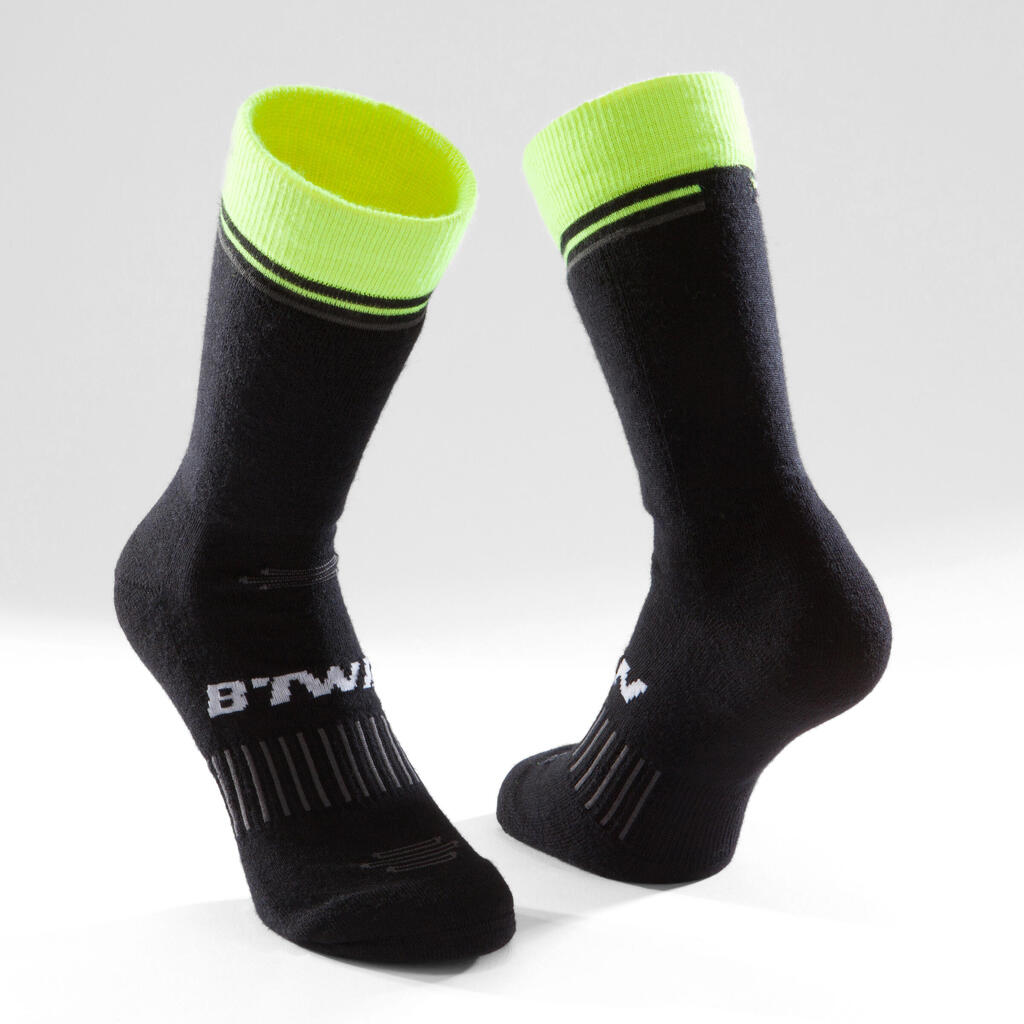 Fahrradsocken Rennrad RR 900 Winter schwarz/gelb