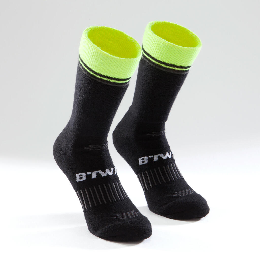 900 Winter Cycling Socks - Black/Yellow