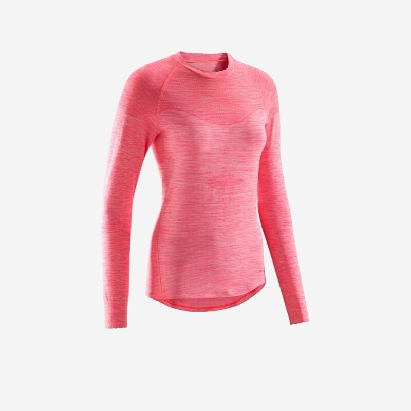 Camiseta térmica de ciclismo manga larga mujer 500 rosa