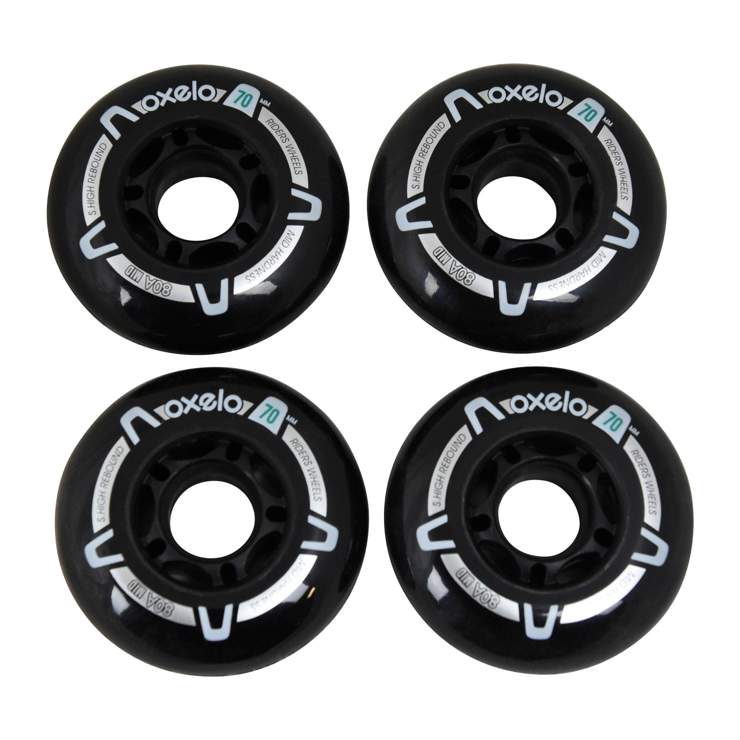 70mm 80A Inline Skate Wheels 4 in Pack -  1