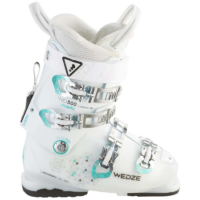 WEDZE WOMEN'S DOWNHILL SKI BOOTS WID 500 WHITE Decathlon