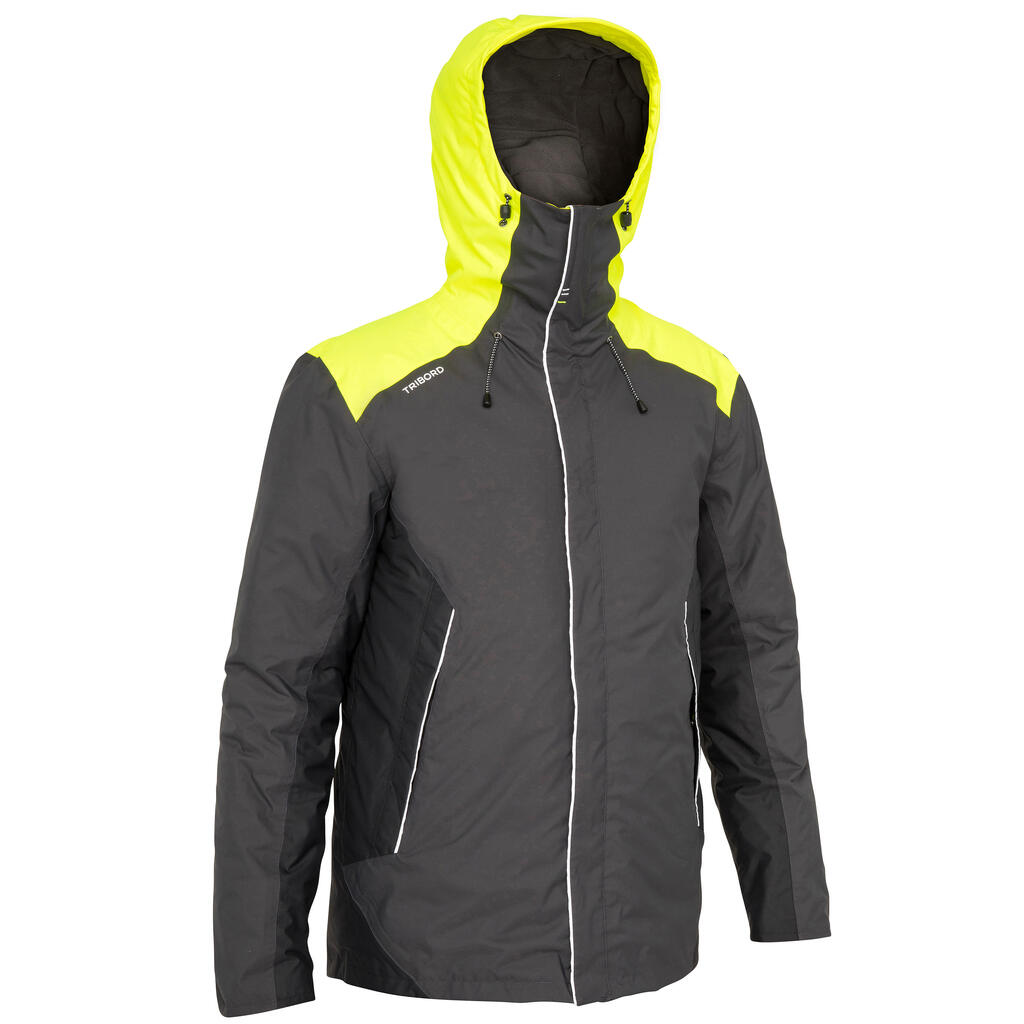 100 Men's Warm Sailing Oilskin - Grey / Yellow