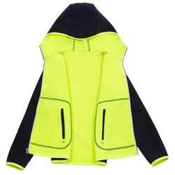 Kids' warm reversible sailing fleece 500 - Navy blue/neon yellow