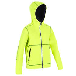 Kids' warm reversible sailing fleece 500 - Navy blue/neon yellow