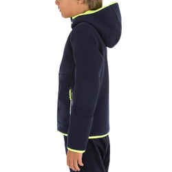 Kids' warm reversible sailing fleece 500 - Navy blue/neon yellow