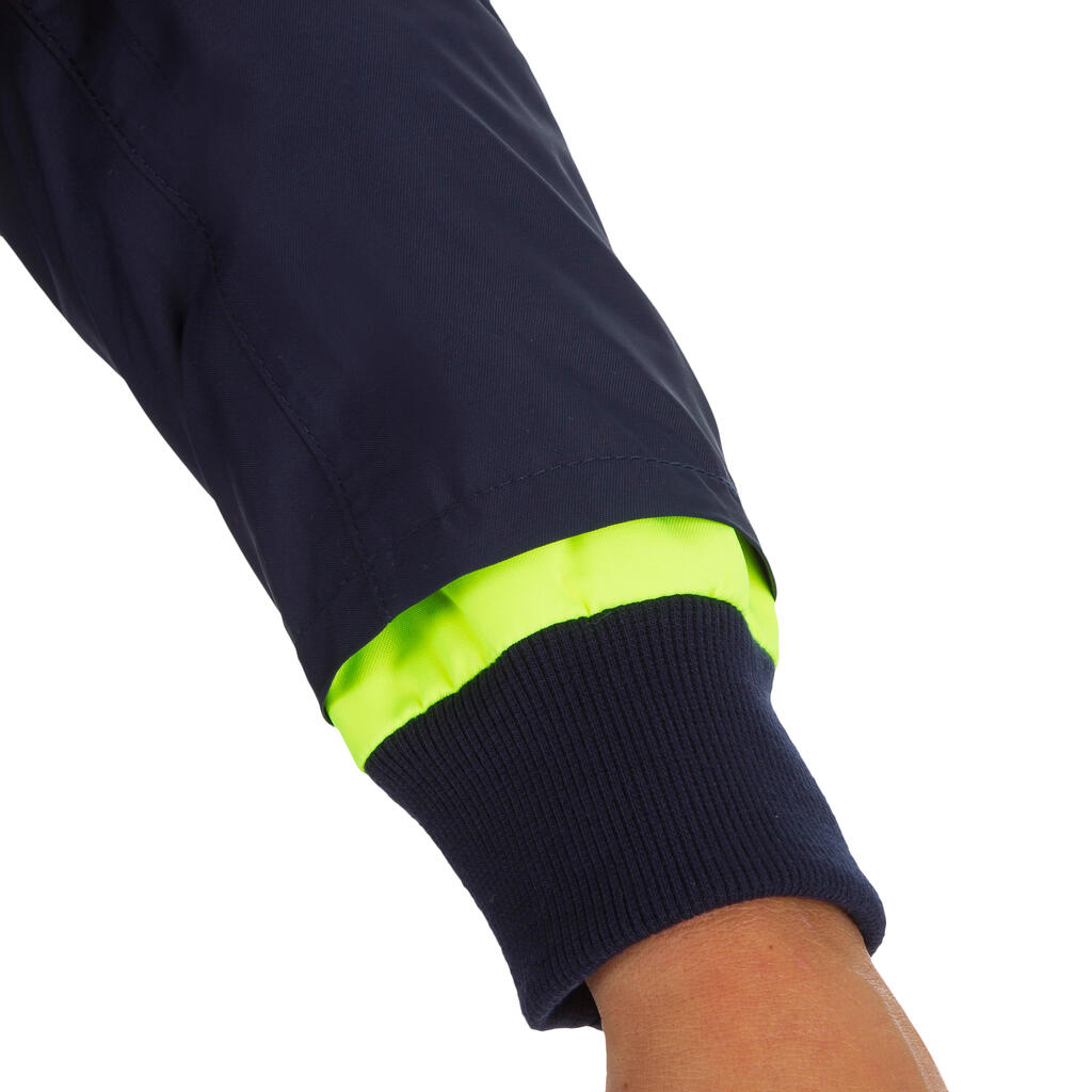 Veste chaude et imperméable bateau Sailing 100 enfant bleu / jaune