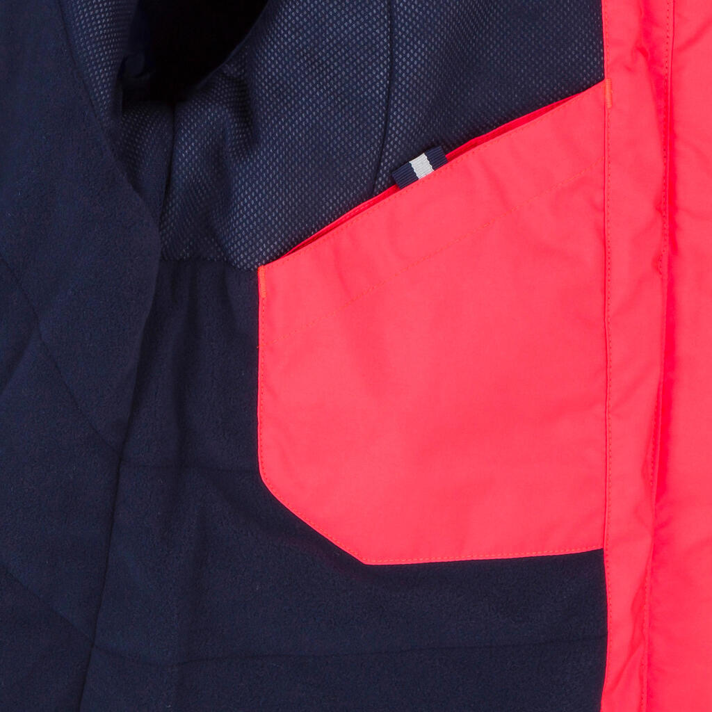 Segeljacke 100 Warm Mädchen grau/rosa