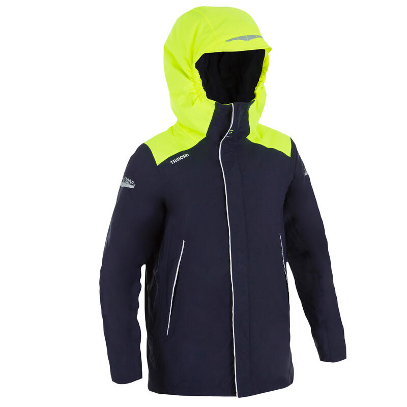 Segeljacke Kinder 100 winter warm wasserdicht blau/gelb