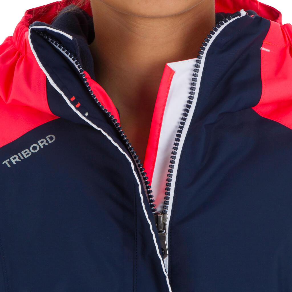 Segeljacke 100 Warm Mädchen grau/rosa