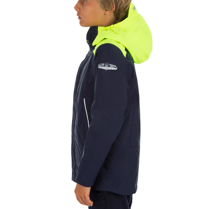 Segeljacke Kinder 100 winter warm wasserdicht blau/gelb