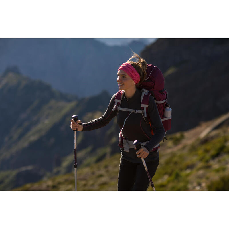 Camiseta Manga Larga Cremallera  De Montaña y Trekking Forclaz Lana Merina Gris