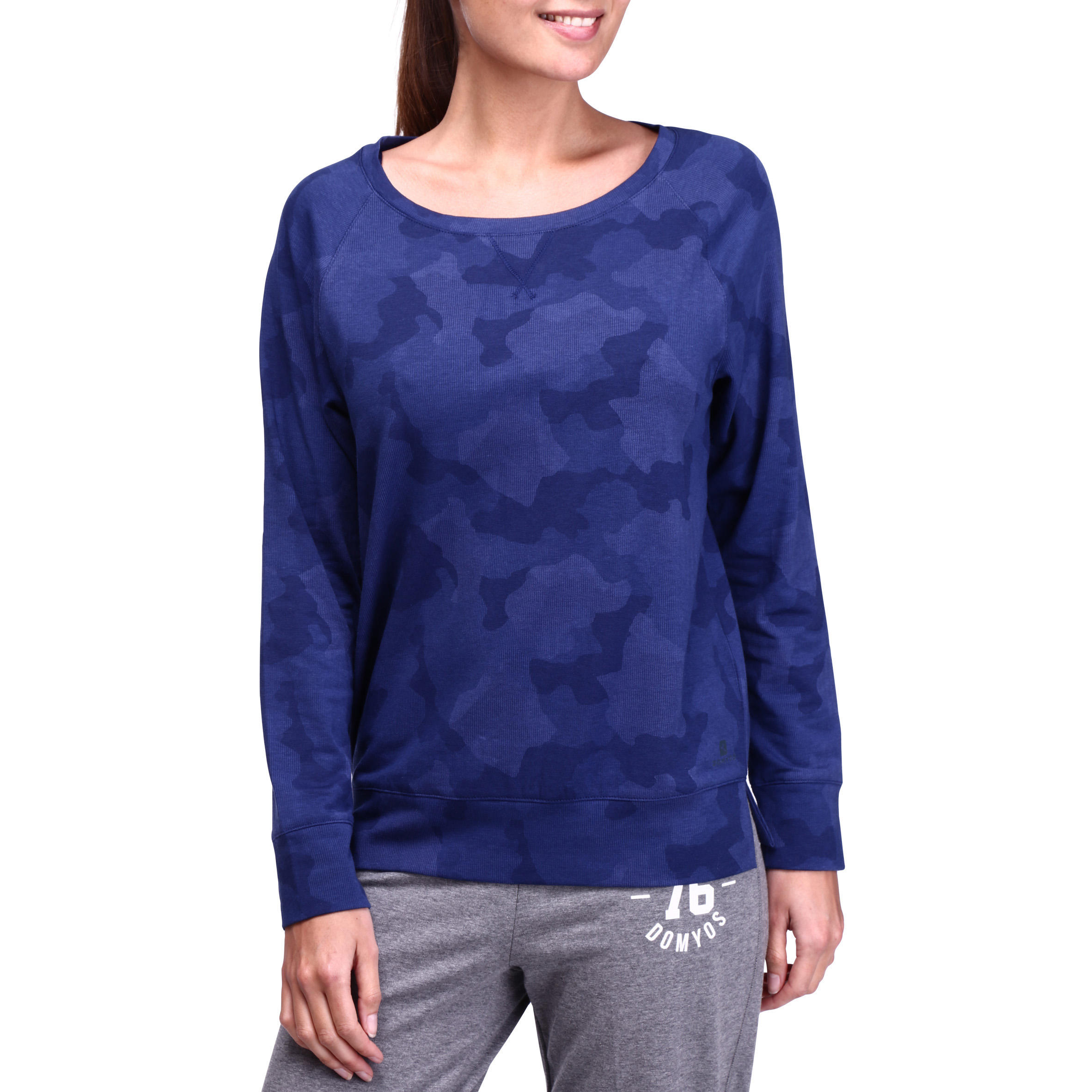 Air+ Women's Fitness Long-sleeved Print T-shirt - Dark Blue Camouflage 2/13