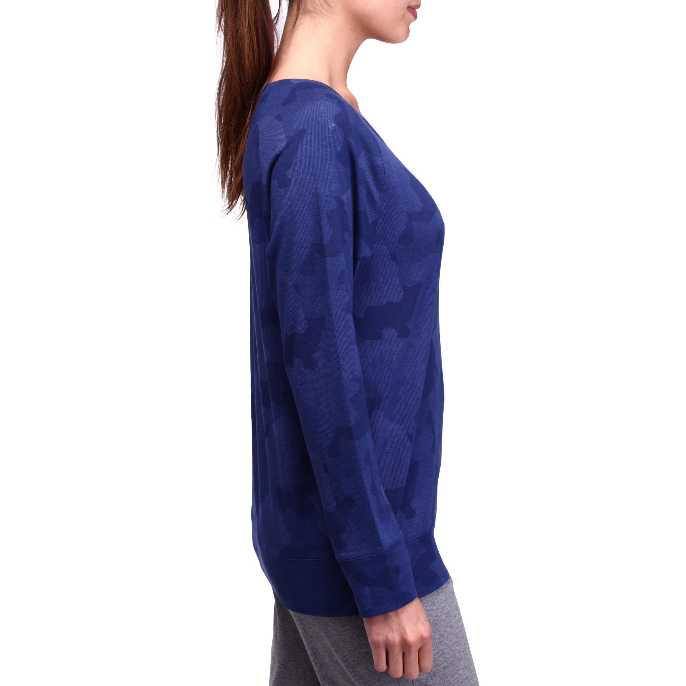 Air+ Women's Fitness Long-sleeved Print T-shirt - Dark Blue Camouflage 3/13