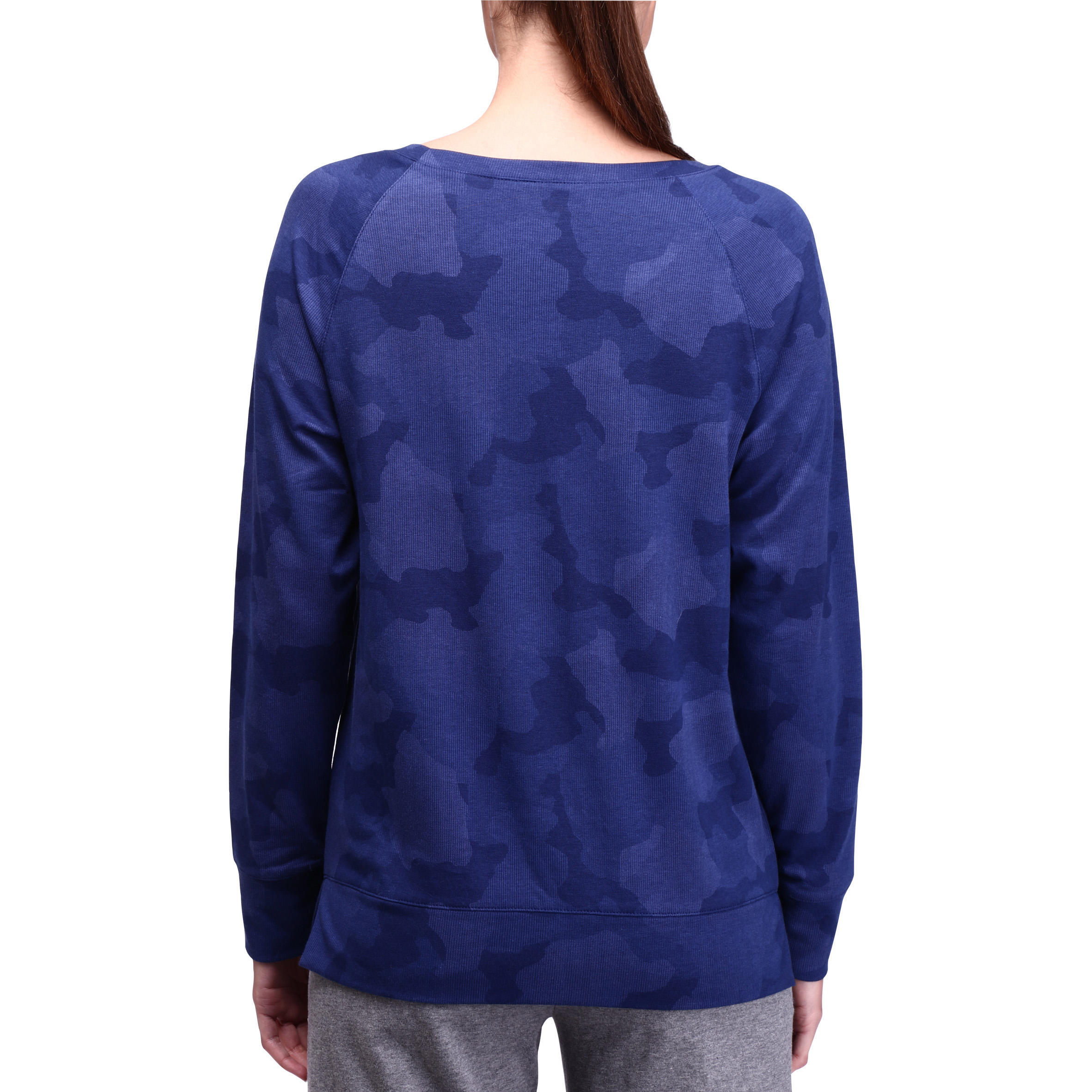 Air+ Women's Fitness Long-sleeved Print T-shirt - Dark Blue Camouflage 4/13