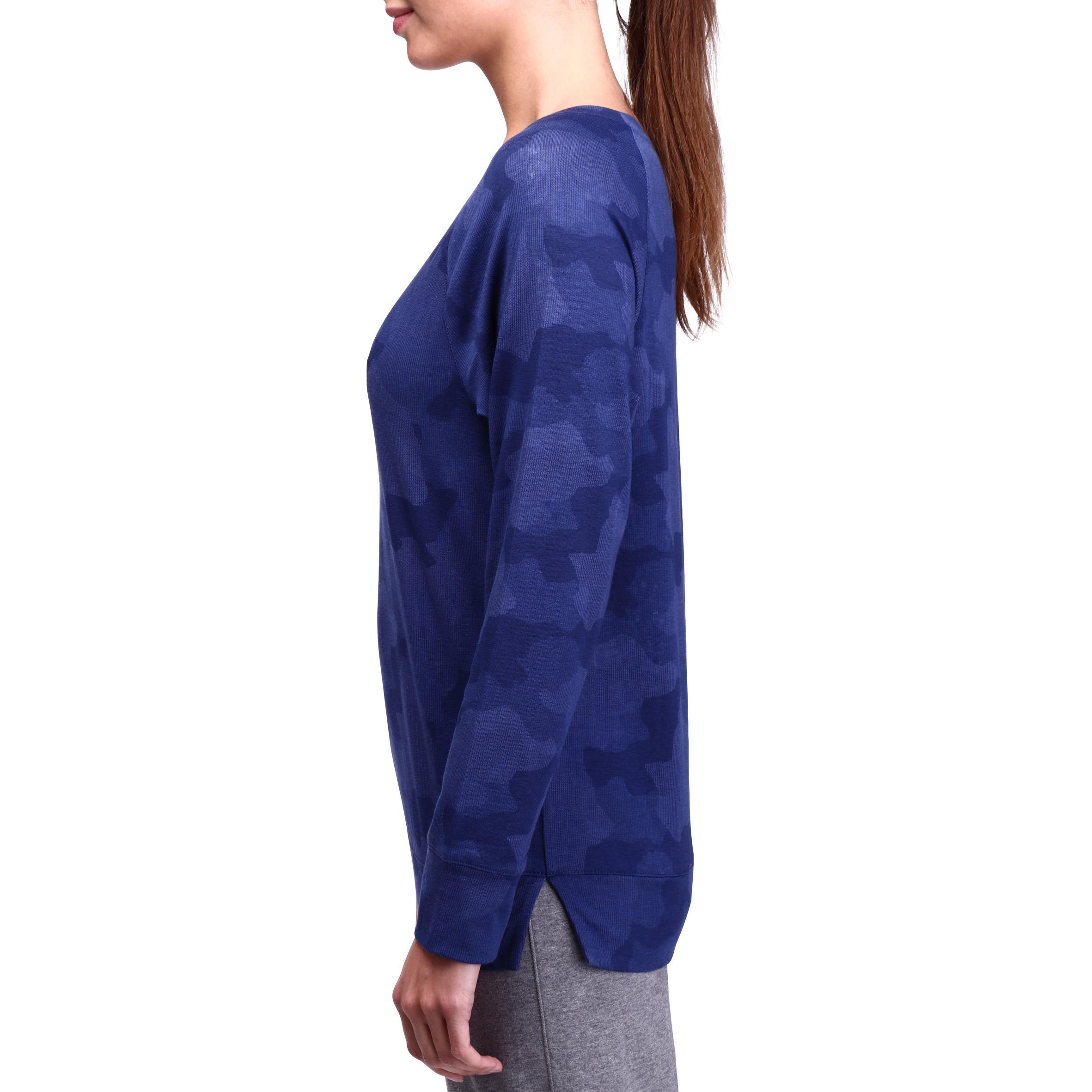 Air+ Women's Fitness Long-sleeved Print T-shirt - Dark Blue Camouflage 5/13