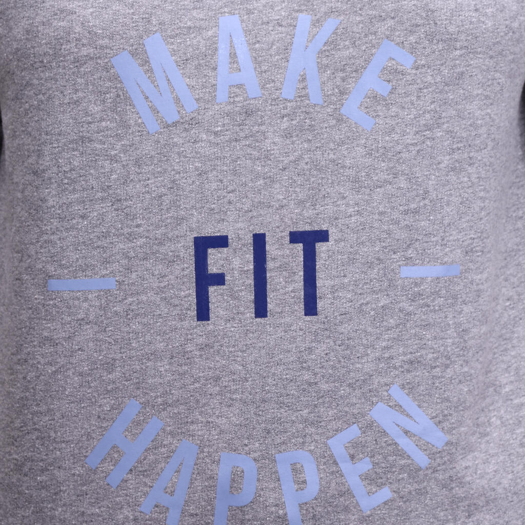 Sweatshirt Rundhals Fitness Damen, graumeliert