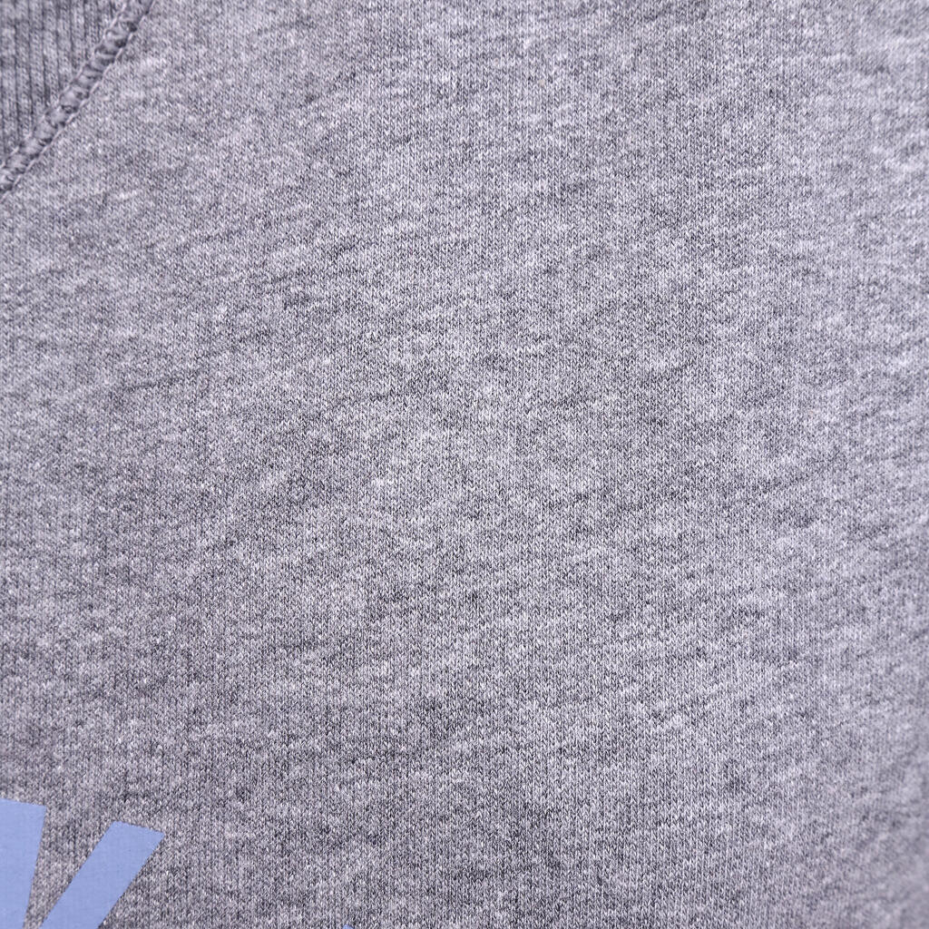 Sweatshirt Rundhals Fitness Damen, graumeliert