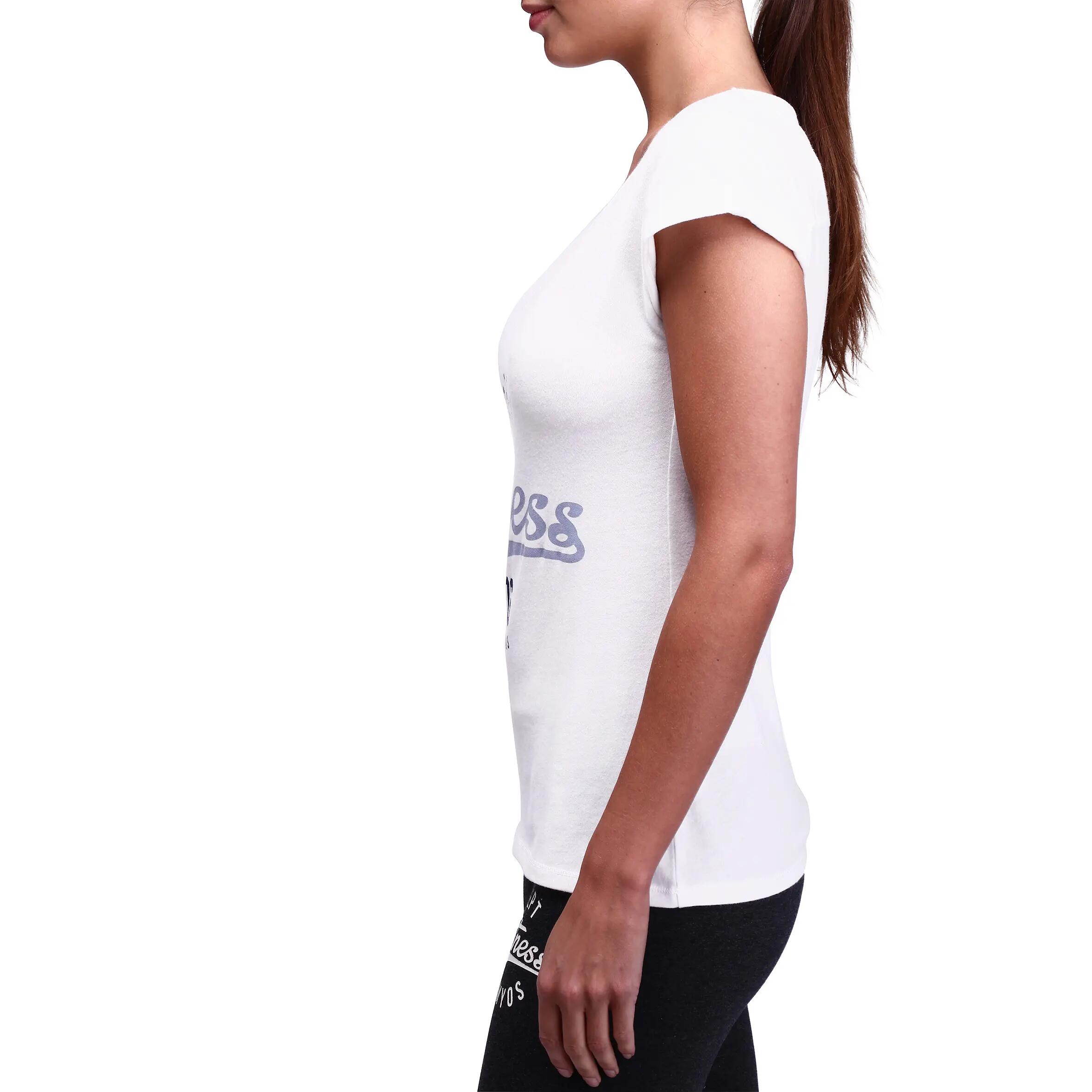 Women's Fitness Short-sleeved Print T-shirt - Cream 5/11