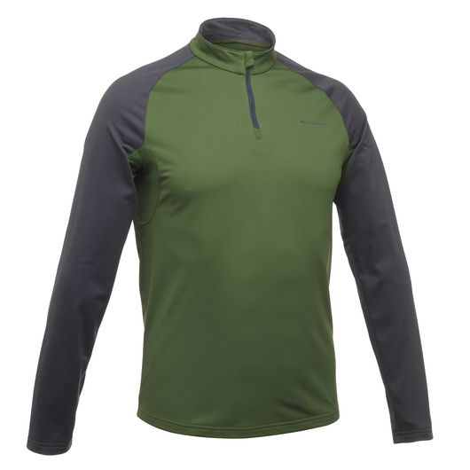 T-Shirt manches longues de randonnée neige homme SH100 chaud khaki