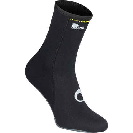 Čarape za ronjenje s potplatom od neoprena debljine 3 mm crne