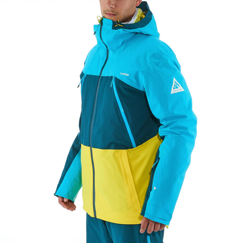 Pánska lyžiarska bunda Free 700 na freeride žlto-modrá