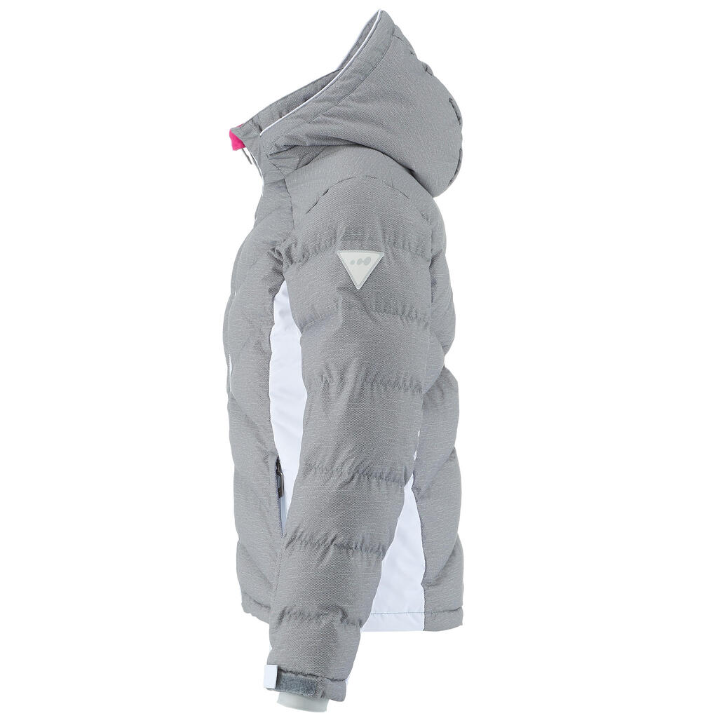 Skijacke Warm 500 Kinder grau/weiß