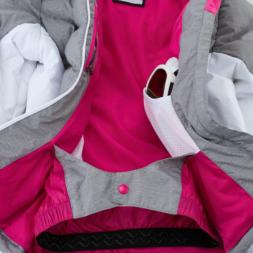 Skijacke Warm 500 Kinder grau/weiß
