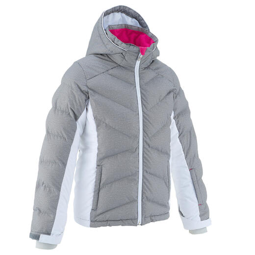 Skijacke Warm 500 Kinder grau/weiß