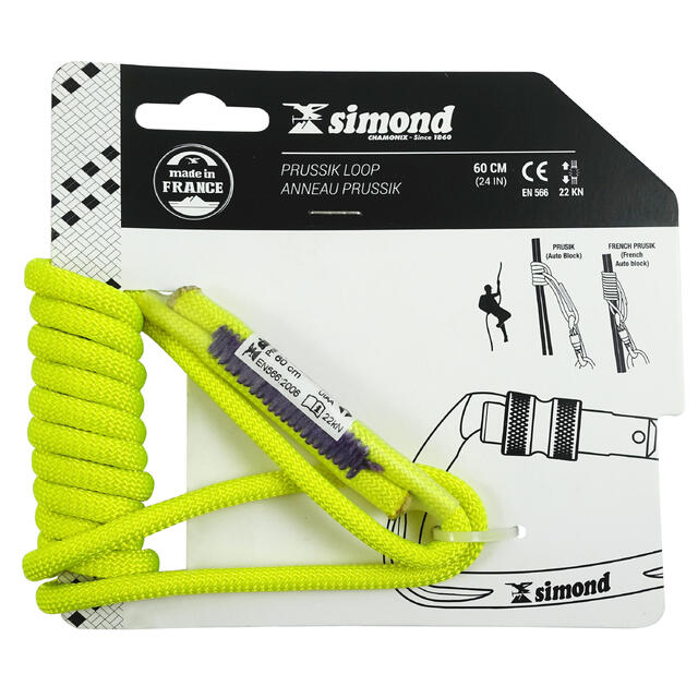 SIMOND PRUSIK LOOP AUTOBLOCK CORD 60 CM FLUORESCENT YELLOW