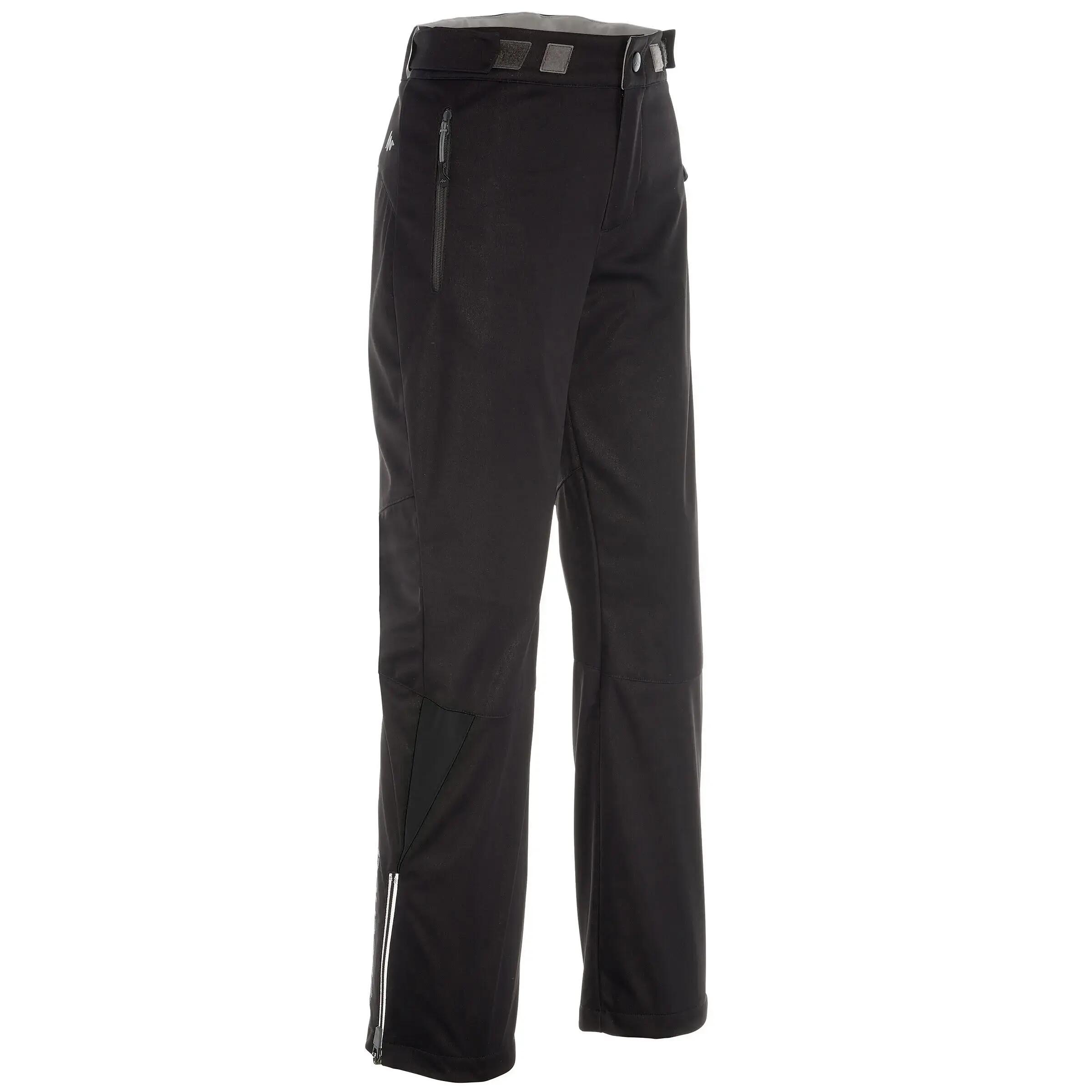 Junior Cross-country Skiing Windproof Trousers - Black 1/3