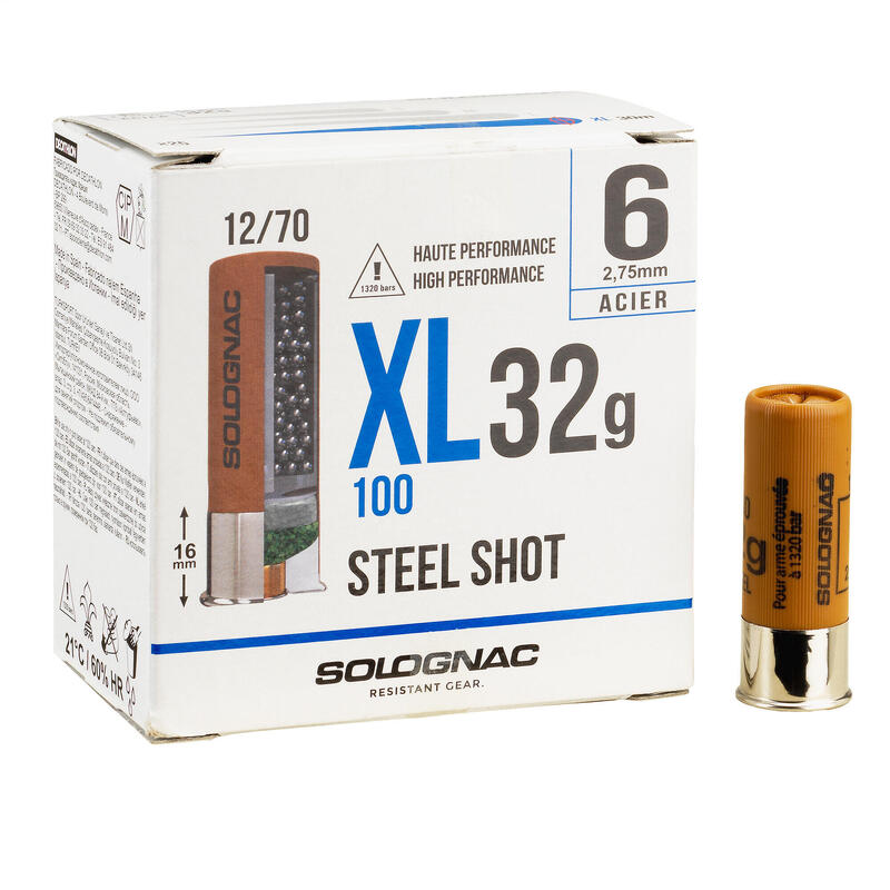 CARTOUCHE XL100 32g BILLE ACIER CAL12/70 N°6 X25