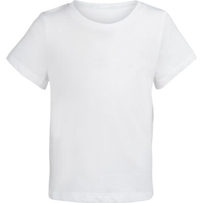 T-shirt met korte mouwen 100 voor kleutergym wit