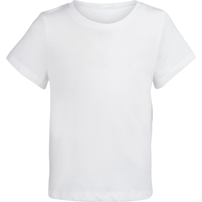 Dětské tričko 100 na cvičení s krátkým rukávem bílé